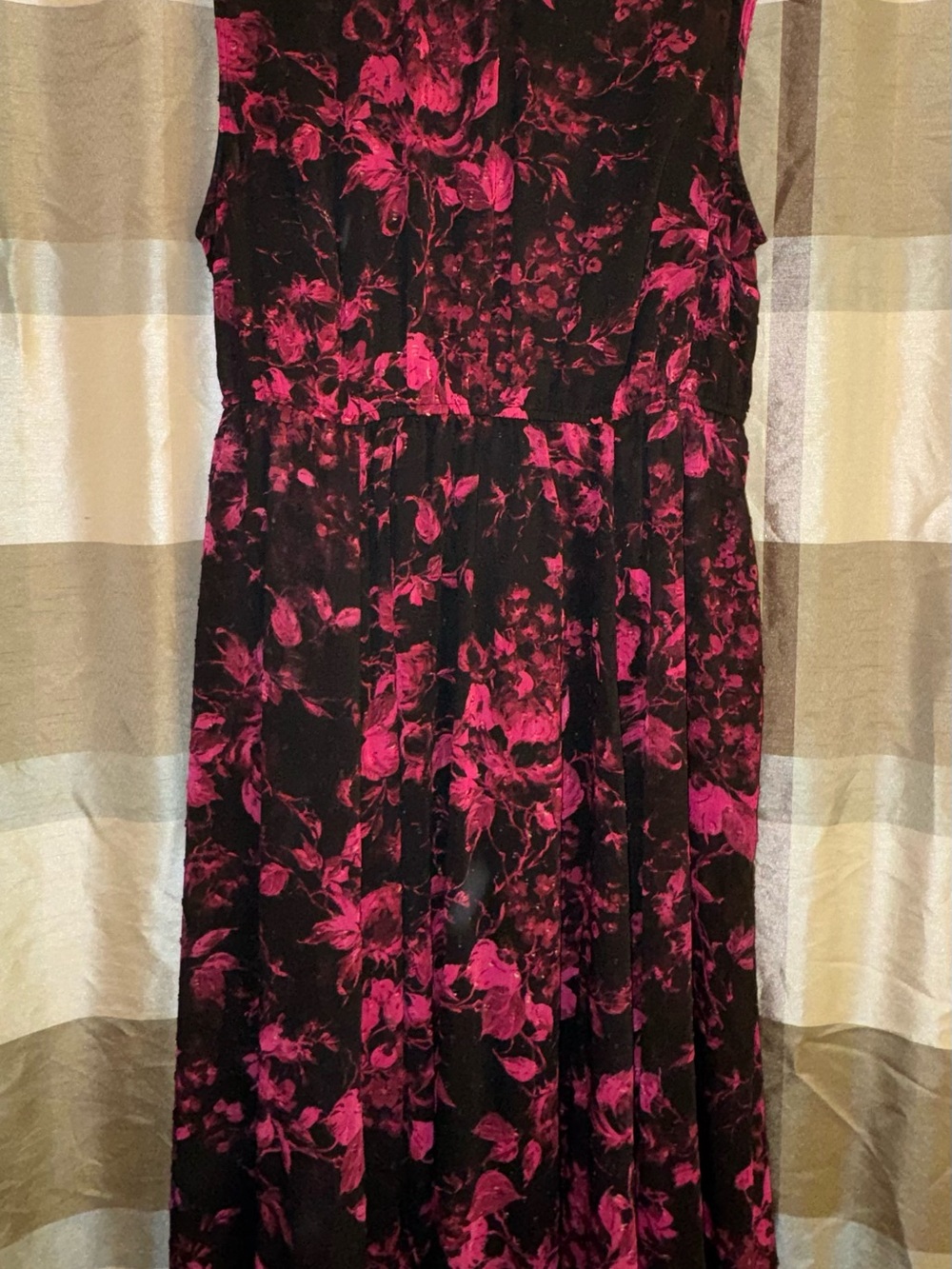 torrid Black Midi Dress with Fuchsia Floral Print